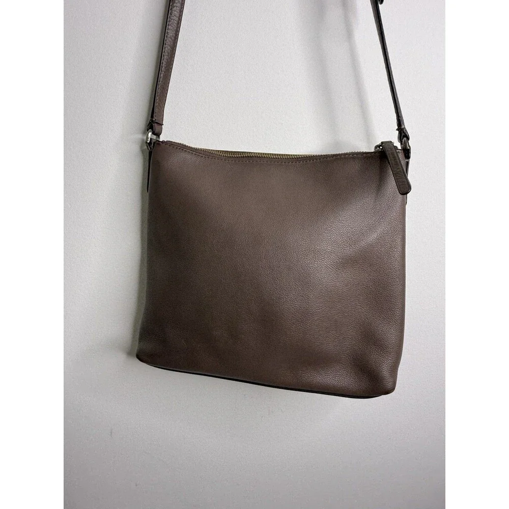 Kate Spade New York Brown Leather Crossbody Shoulder Bag Zip Purse Tote